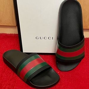 Auth Gucci Pursuit 72 Sandals Slides Gucci 7G Men 8US